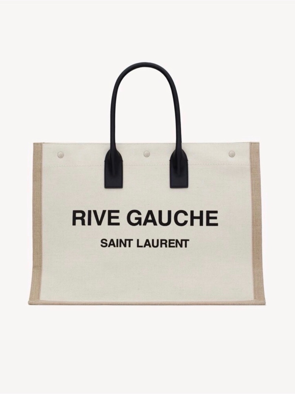 Saint Laurent Canvas Tote in Cream, Beige and Black